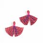 Bijoux - Boucles d'oreilles plissées, Sari recyclé et métal résistant au nickel - I WAS A SARI
