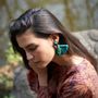 Bijoux - Boucles d'oreilles plissées, Sari recyclé et métal résistant au nickel - I WAS A SARI