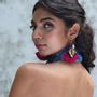 Bijoux - Boucles d'oreilles plissées, Sari recyclé et métal résistant au nickel - I WAS A SARI