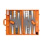 Leather goods - Orange Tangelo Backgammon Game - Large Vegan Alligator Leather - VIDO LUXURY BOARD GAMES