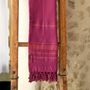 Bath towels - FOUTA WOVEN IN ORGANIC COTTON - GARDEN COLLECTION - FUCHSIA COLOR - KARAWAN AUTHENTIC