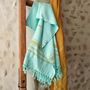 Serviettes de bain - FOUTA TISSÉE EN COTON BIOLOGIQUE - COLLECTION GARDEN - COULEUR TURKUAZ - KARAWAN AUTHENTIC