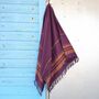 Bath towels - WOVEN ORGANIC COTTON FOUTA - GARDEN COLLECTION - PURPLE COLOR - KARAWAN AUTHENTIC