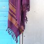 Bath towels - WOVEN ORGANIC COTTON FOUTA - GARDEN COLLECTION - PURPLE COLOR - KARAWAN AUTHENTIC