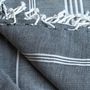 Bath towels - ORGANIC COTTON FOUTA - HAMMAM Collection - Color WHITE & ANTHRACITE - KARAWAN AUTHENTIC