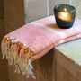 Bath towels - ORGANIC COTTON TOWEL - HAMMAM COLLECTION - WHITE & CORAL COLOR - KARAWAN AUTHENTIC