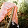 Bath towels - ORGANIC COTTON TOWEL - HAMMAM COLLECTION - WHITE & CORAL COLOR - KARAWAN AUTHENTIC