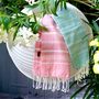 Bath towels - ORGANIC COTTON TOWEL - HAMMAM COLLECTION - WHITE & CORAL COLOR - KARAWAN AUTHENTIC