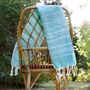 Bath towels - ORGANIC COTTON FOUTA - HAMMAM COLLECTION - WHITE & MINT COLOR - KARAWAN AUTHENTIC