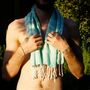 Bath towels - ORGANIC COTTON FOUTA - HAMMAM COLLECTION - WHITE & MINT COLOR - KARAWAN AUTHENTIC