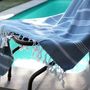 Bath towels - ORGANIC COTTON FOUTA - HAMMAM Collection - Color WHITE & OCEAN - KARAWAN AUTHENTIC