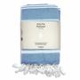Bath towels - ORGANIC COTTON FOUTA - HAMMAM Collection - Color WHITE & OCEAN - KARAWAN AUTHENTIC