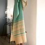 Serviettes de bain - FOUTA EN COTON BIOLOGIQUE - Collection SAND- Couleur SABLE & BLEU ALIZE - KARAWAN AUTHENTIC
