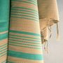 Serviettes de bain - FOUTA EN COTON BIOLOGIQUE - Collection SAND- Couleur SABLE & BLEU ALIZE - KARAWAN AUTHENTIC