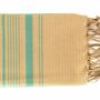Serviettes de bain - FOUTA EN COTON BIOLOGIQUE - Collection SAND- Couleur SABLE & BLEU ALIZE - KARAWAN AUTHENTIC