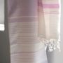Bath towels - ORGANIC COTTON TOWEL - WHITE SAND Collection - Color WHITE & PARMA - KARAWAN AUTHENTIC