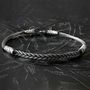 Bracelets - BRACELET TRESSE FINE- ARGENT ET ARGENT OXYDÉ - FAIT MAIN - HOMME&FEMME - KARAWAN AUTHENTIC