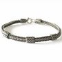 Bracelets - BRACELET DOUBLE TRESSE FINE + 3 NOEUDS COULANTS - ARGENT ET ARGENT OXYDÉ - FAIT MAIN - HOMME&FEMME - KARAWAN AUTHENTIC