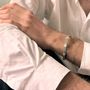 Bracelets - BRACELET DOUBLE TRESSE FINE + 3 NOEUDS COULANTS - ARGENT ET ARGENT OXYDÉ - FAIT MAIN - HOMME&FEMME - KARAWAN AUTHENTIC