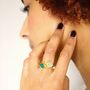 Jewelry - GOLD PLATED RING\" DROP\” AQUA CHALCY - KARAWAN AUTHENTIC