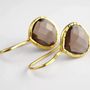 Bijoux - BOUCLES D'OREILLES PLAQUÉ OR "DROP" QUARTZ FUMÉ - KARAWAN AUTHENTIC