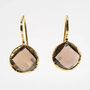 Bijoux - BOUCLES D'OREILLES PLAQUÉ OR "DROP" QUARTZ FUMÉ - KARAWAN AUTHENTIC