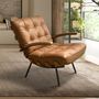 Armchairs - Brown leather and ash armchair - ANGEL CERDÁ