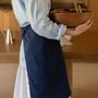 Kitchen linens - Handcrafted Linen Apron – Blue with Embroidery - OURY HOME