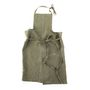 Aprons - Handcrafted Linen Apron – Green with Embroidery - OURY HOME