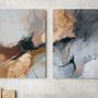 Paintings - Original handmade wall art. Abstract gray gold painting "Desert 2" - MATISS ART STUDIO