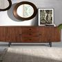 Buffets - Buffet avec 2 portes et 3 tiroirs en bois d'acacia et pieds en métal - GINER Y COLOMER