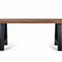 Dining Tables - Dining table with acacia wood top and metal base 200cm - GINER Y COLOMER