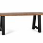 Dining Tables - Dining table with acacia wood top and metal base 200cm - GINER Y COLOMER