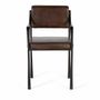 Chaises - Chaise recouverte de cuir naturel marron et pieds en métal - GINER Y COLOMER