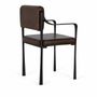 Chaises - Chaise recouverte de cuir naturel marron et pieds en métal - GINER Y COLOMER