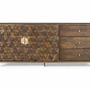 Sideboards - Sophisticated mango wood and metal sideboard in walnut and gold - GINER Y COLOMER