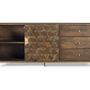 Sideboards - Sophisticated mango wood and metal sideboard in walnut and gold - GINER Y COLOMER