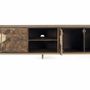Meubles TV - Meuble tv 4 portes bois de manguier et socle métal - GINER Y COLOMER