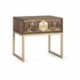 Tables de nuit - Table de chevet manguier noyer et doré - GINER Y COLOMER