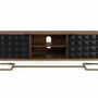 Meubles TV - Meuble TV fait main en bois de manguier avec pieds dorés, 150 cm - GINER Y COLOMER