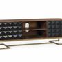 Meubles TV - Meuble TV fait main en bois de manguier avec pieds dorés, 150 cm - GINER Y COLOMER