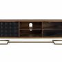 Meubles TV - Meuble TV fait main en bois de manguier avec pieds dorés, 150 cm - GINER Y COLOMER