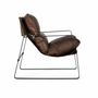 Armchairs - Brown leather and metal armchair - GINER Y COLOMER