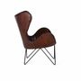 Armchairs - Armchair covered in brown natural leather with metal legs - GINER Y COLOMER