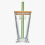 Glass - BUBBLE TEA BEE box with lid and green straw - LA ROCHÈRE