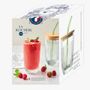 Glass - OUESSANT smoothie glass box with green glass straw and brush - LA ROCHÈRE