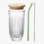 Glass - OUESSANT smoothie glass box with green glass straw and brush - LA ROCHÈRE