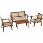 Lawn sofas - 4-seater garden furniture set, 4 pieces, colonial style, rattan-look wood - AOSOM BUSINESS