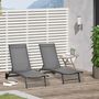 Deck chairs - Set of 2 reclining sun loungers in aluminum and textilene - AOSOM BUSINESS