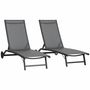 Deck chairs - Set of 2 reclining sun loungers in aluminum and textilene - AOSOM BUSINESS
